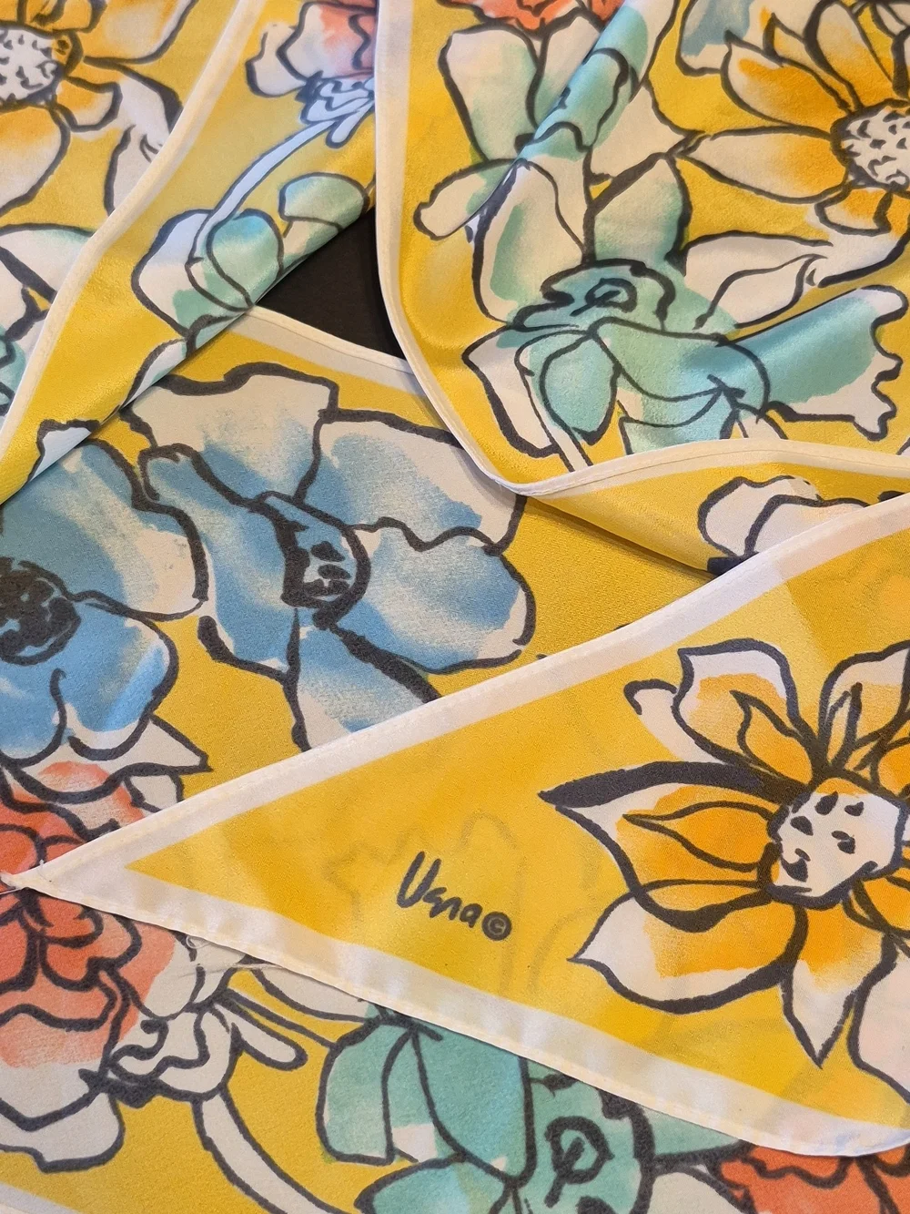 Vera Floral Silk Scarf in Yellow